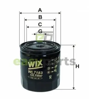 Фільтр масляний Opel Omega A 2.3 TD 86-94/Frontera A 2.3 TD 92-98 (h=108mm) WIX FILTERS WL7183