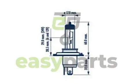 Фото лампа розжарювання H4 12v 60/55w P43t NARVA 48881B1 Лампа розжарювання H4 12v 60/55w P43t NARVA 48881B1