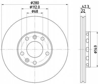 Тормозной диск зад. A8/Phaeton 02-10 2.8-4.2 HELLA 8DD355113-321 (фото 1)