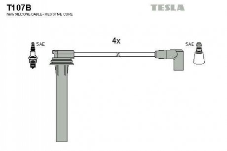 Комплект кабелiв запалювання TESLA T107B