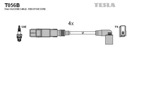 К-кт дротів запалювання Audi / Skoda / Seat / Volkswagen 1.2TSI 09- TESLA T056B