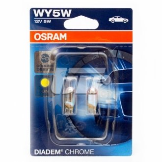 (к-кт 2шт) Лампа WY5W Diadem chrome 12V 5W W2,1X9 упаковка блістер OSRAM 2827DC-02B (фото 1)