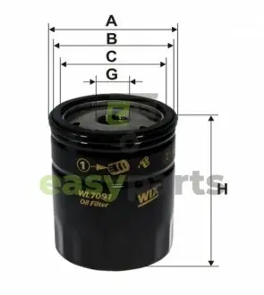 Фільтр масляний Citroen Jumpy/Fiat Scudo 1.6 96-07/Doblo 1.6 01-/Punto 1.1-1.6 94-00 WIX FILTERS WL7091