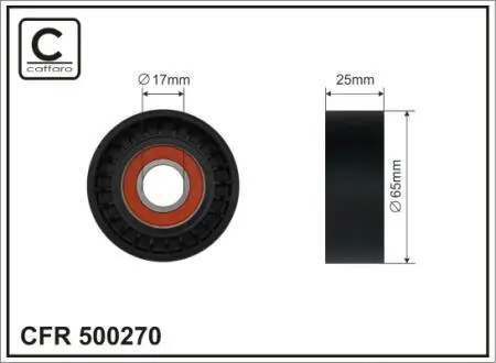 65x17x25 Ролик паска приводного Citroen/Peugeot 1.4HDI, 1.6HDI 09- CAFFARO 500270