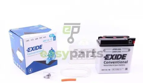 Акумуляторна батарея 11Ah/95A (121x59x131/+R/B0) (мото) (сухозаряджений) EXIDE 6N11A-1B