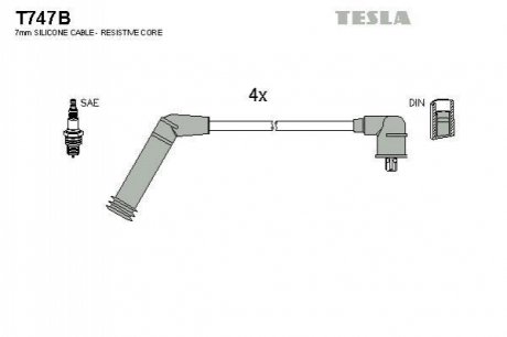 Комплект кабелей высоковольтных TESLA T747B (фото 1)