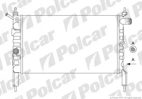 Радіатор охолодж. двигуна Opel Astra F 1.4/1.6 09.91-01.05 Polcar 550708B1