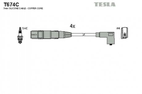 Комплект кабелей высоковольтных TESLA T674C
