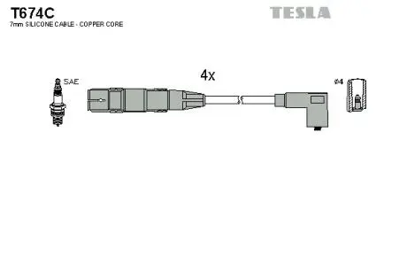 Комплект кабелів високовольтних TESLA T674C