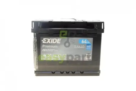 Акумуляторна батарея 64Ah/640A (242x175x190/+R/B13) Premium EXIDE EA640