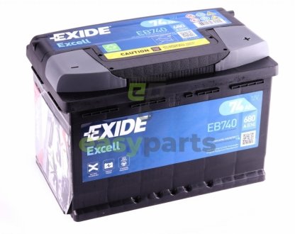 Акумуляторна батарея 74Ah/680A (278x175x190/+R/B13) Excell EXIDE EB740