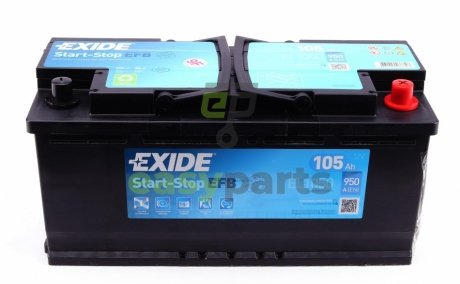 Акумуляторна батарея 105Ah/950A (392x175x190/+R/B13) (Start-Stop EFB) EXIDE EL1050