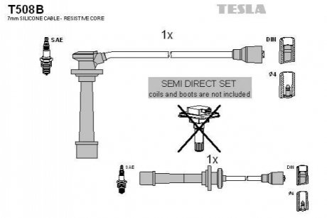 Проводавысоковольтные,комплект Kia Shuma ii 1.8 (03-04),Kia Carens i 1.8 (00-02) TESLA T508B (фото 1)