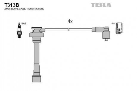 Комплект кабелів високовольтних TESLA T313B (фото 1)