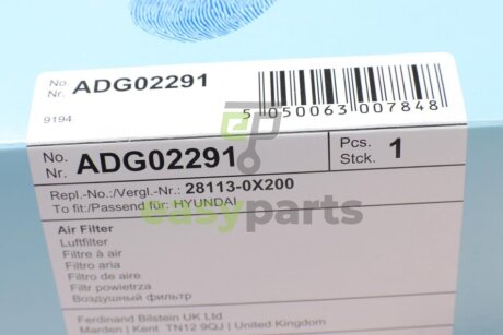 Фільтр повітряний Hyundai I10 1.2 08-13 BLUE PRINT ADG02291 (фото 1)