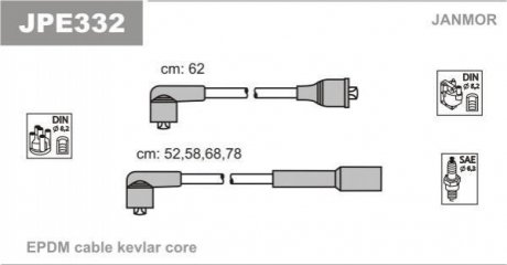 Провода высокого напряжения Nissan Micra 1,0/1,2 85-92 Janmor JPE332 (фото 1)