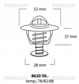 Термостат Honda Accord 2.2 2295 F22B4/B5 09/93- TRISCAN 86205078 (фото 1)