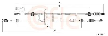 Трос КПП Fiat Doblo 1.6-2.0D 10- (1452/1325mm) COFLE 12.7287