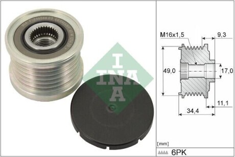 Шків генератора BMW 3 (E46/E90)/5 (E60)/X3 (E83) 01-11 N40/N45/N46 INA 535 0075 10