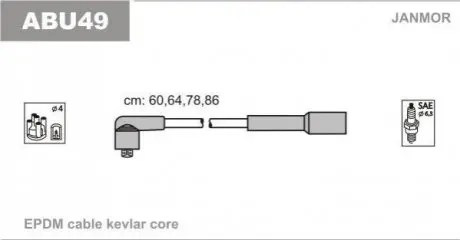 К-кт в/в проводів VW Bora/Golf 2.0 98-06 Janmor ABU49