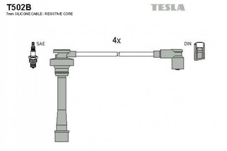 Комплект кабелiв запалювання TESLA T502B