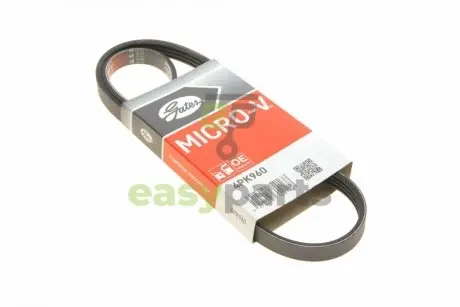 Ремінь генератора Fiat Brava 1.6 16V 95-01/Peugeot 205/305 1.9D 83-89/Renault Laguna 3.0 96-01 Gates 4PK960