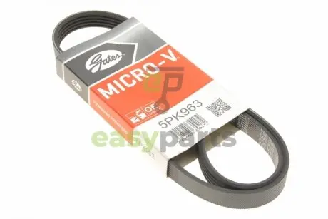 Ремінь генератора Fiat Ducato 1.9D/TD/Peugeot 106 1.5D 94-04/Mitsubishi Lancer/Space Star 1.3 98-04 Gates 5PK963