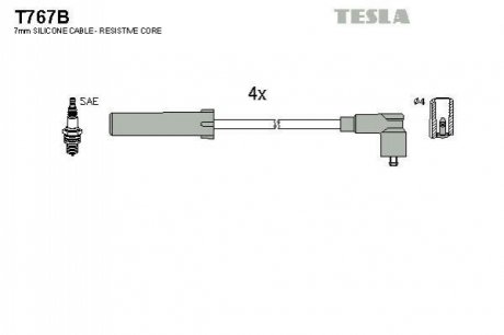Провода высоковольтные, комплект Renault Kangoo express 1.2 (98-01) TESLA T767B