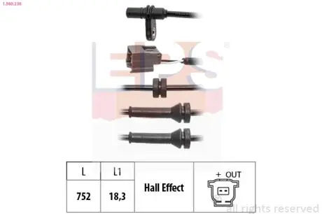 Датчик ABS заднiй Nissan Leaf 10- EPS 1.960.236