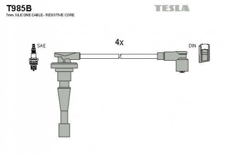 Комплект кабелiв запалювання TESLA T985B