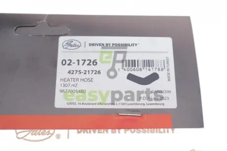 Патрубок системи охолодження Citroen Berligo/Peugeot Partner 1.8-1.9D 96- Gates 02-1726