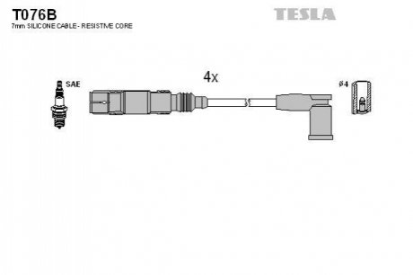 Комплект кабелiв запалювання TESLA T076B (фото 1)