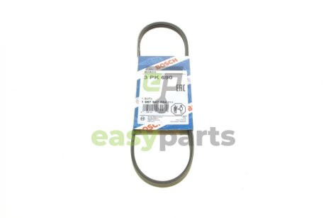 Ремень генератора Fiat Fiorino 1.7D/ Opel Vectra 1.8-2.0i 86-01 (3PK690) BOSCH 1 987 947 884