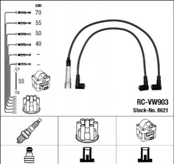 Комплект ізольованих проводів для свічок запалення RC-VW903 NGK 8621 (фото 1)