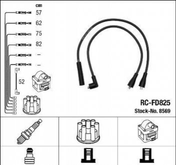 Комплект ізольованих проводів для свічок запалення RC-FD825 NGK / NTK 8569
