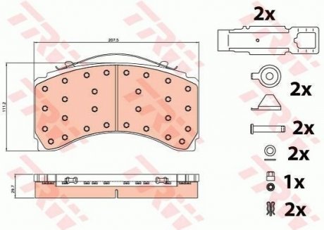 Комплект тормозных колодок, дисковый тормоз TRW GDB5117