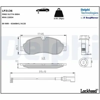 Гальмiвнi колодки дисковi Delphi LP3136