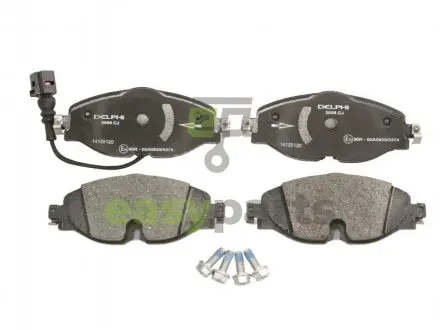 Колодки гальмівні (передні) VW Caddy IV/Golf VII/Passat B8/Skoda Octavia/Seat Leon 12- (з датчиком) Delphi LP2698