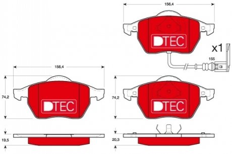 Комплект тормозных колодок, дисковый тормоз TRW GDB1403DTE (фото 1)