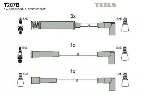 Провода в/в Opel 1,3-1,6 TESLA T287B (фото 1)