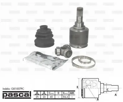 Шарнирный комплект, приводной вал PASCAL G81007PC