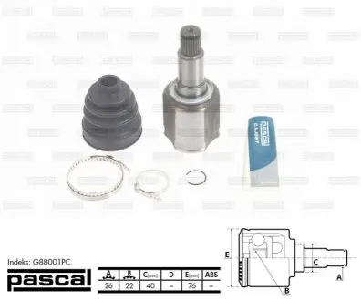 Шрус внутренний правый 22x40x26 SGV 05- PASCAL G88001PC