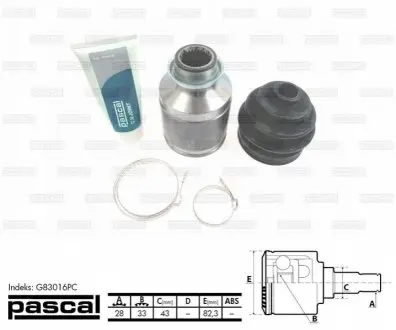 Шарнір привідного валу PASCAL G83016PC