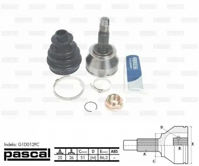 Шарнирный комплект, приводной вал PASCAL G1D012PC