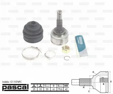 Шарнирный комплект, приводной вал PASCAL G11074PC