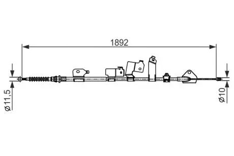 Трос ручника (задній) (L) Toyota Auris/Corolla 1.3-2.0D 06-18 (1892mm) BOSCH 1987482439