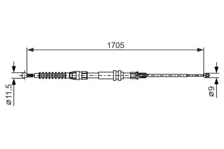 Трос ручника (задній) VW Caddy 04-15 (L=1705mm) BOSCH 1987482377