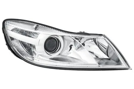 SKODA фара основна галоген з мотором,без ламп,H7/H1 PY21W W5W прав.Octavia II 09- HELLA 1EL247052261
