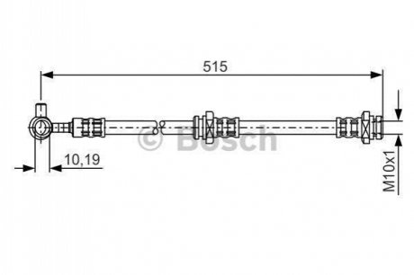 Шланг гальмівний (передній) Nissan X-Trail 01-13 (L) (L=505mm) (M10x1/Banjo) BOSCH 1987476378