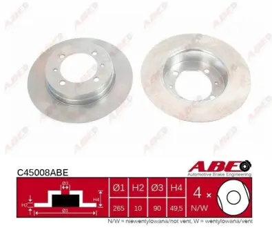 Диск тормозной ABE C45008ABE